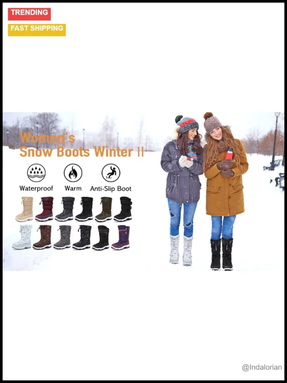 Women's Waterproof Winter Snow Boots Fur Lined Anti-Slip Cold Weather Boots